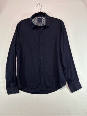 Denim and Flowers Men's Blue Red Polka Dot Long Sleeve Button Down Size L